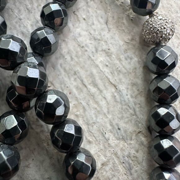 Vintage Faceted Black Diamond And Pave Set White Diamond Center Necklace - Picture 4 of 10